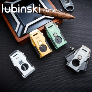 Bật lửa khò cigar Lubinski YJA-10067 chính hãng – 2 tia lửa tích hợp dao cắt & đục cigar nhỏ gọn sang trọng
