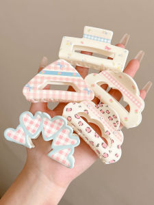 กิ๊บติดผมลายกระดูกฉลามสีชมพูหวานสำหรับผู้หญิง กิ๊บติดผมแบบหนีบข้างหลังศีรษะ แฟชั่นเครื่องประดับผมสไตล์เกาหลี ใหม่ล่าสุด