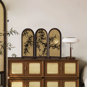 Retro Style Desktop Mini Screen Wind Ornaments Living Room TV Cabinet Home Decor Entrance Hall Artwork Handcrafted Sculpture