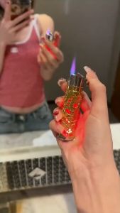 Bật Lửa Gas Khò Rồng Ngọc H032 1 Tia Có Đèn Led Nhấp Nháy ( Nhiều Màu) Mẫu Mới Hot Trend