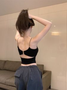 เสื้อชั้นในฉลุลายมีห่วงสำหรับสาวแซ่บสุดเซ็กซี่เสื้อกล้ามสายเดี่ยวชิ้นเดียวสำหรับผู้หญิงเสื้อเกาะอกมีสายรัดหลังสวยใส่ด้านนอกใส่ช่วงฤดูร้อนเสื้อแฟชั่น