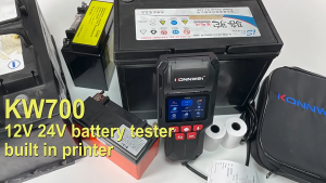 เครื่องทดสอบแบตเตอรี่รถยนต์และรถบรรทุก KW700มีฟังก์ชั่นการพิมพ์12V 24V เครื่องวิเคราะห์แบตเตอรี่10-2000CCA ทดสอบการชาร์จทดสอบการสตาร์ท