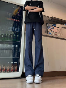 Quick Dry Ice Silk Casual Pants Mens Summer Thin Straight Leg Cargo Pants American Slant Cut Leisure Sports Trousers