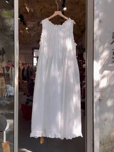 PAIBOLI | Spring Summer New Womens Sleeveless Midi Dress Beach Vacation White Vest Dress Long Dress Commute Style 45 Degree Slash Cut