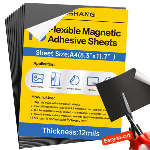 10 Sheets 12mils DIY Craft Magnetic Sheets with Adhesive Backing - A4(8.3x11.7) Size Adhesive Sheets for Magnetic Stickers