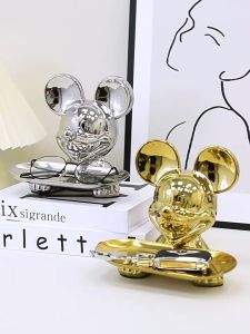 Pajangan  Keramik Plus Tray  / Ornamen Penyimpanan Baki Keramik Modern Mickey / Kotak Uang Mikey / Dekorasi Ruangan
