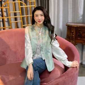 Silk Womens Tank Top Chinese Style Lightweight Spring Outerwear Sleeveless Traditional Tang Costume Silk Vest Top