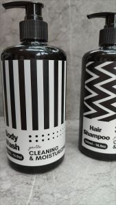 Botol Tempat Sabun Cair Shampoo Pump Dispenser Sabun Shampoo Aesthetic 500ml Motif Garis Garis