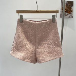 Socialite Elegant Chic Chanel-Style Shorts Female Winter 2024 New Arrival French High Waist Slim Looking Tweed Loose Pants
