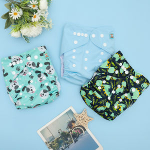 3pcs ALVABABY Ecoological Baby Washable ผ้าอ้อมเด็กผ้าอ้อมเด็กหนึ่งกระเป๋า Fit 3-15 กก.แฟชั่นการออกแบบ
