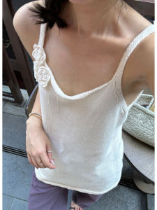 YUEZHONGWEI | French Hollow Out Knitted Ice Silk Strap Vest Women Summer Outdoor Wear Slim Fit Sleeveless Top Fashionable Backless Design