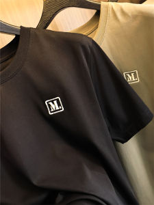 Fashionable Summer Mens T-Shirt Embroidered Letters round Neck Short Sleeve Pure Cotton Loose Fit Youthful Style Daily Wear