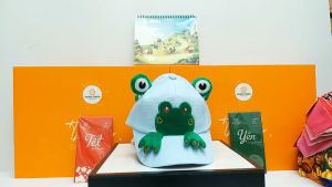 Mũ Lưỡi Trai Cho Bé Thêu Hình Con Ếch Siêu Dễ Thương /Bé Từ 3 Tuổi -6 Tuổi .