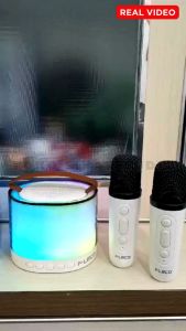 Speaker 2 Mic Disko Body Full LED RGB GRATIS 2pc MIC Wireless FLECO K-52 | Speaker Bluetooth Full Bass Multimedia [ Bluetooth / Karaoke / TF / FM / AUX-IN / TWS ] | Speaker Full Bass | Speaker Aktif | Speaker Multimedia | Speaker Gratis Mic | Speaker KTV