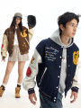 JNXS | Vintage Embroidered Loose Fit Fall Baseball Jacket. 