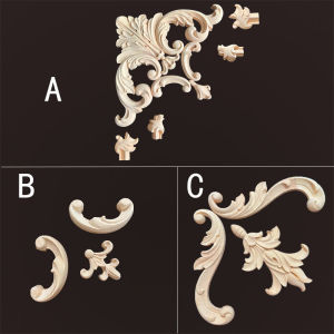 Dongyang Wood Carving Wood Background Wall Wall Panel Method European Style Patchwork Cabinet Door Decoration Solid Angle Flower Decoration Accessories Flower