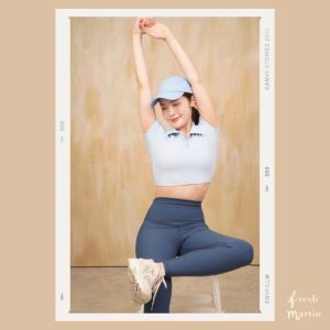 FreshMartin กางเกงเลกกิ้งออกกำลังกาย/โยคะ/พีราทีส-เอวสูง/ขายาว/สีน้ำเงิน (Basic Leggings in Space)