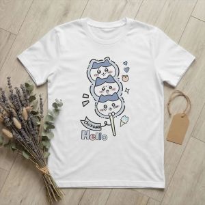 Bandai | Men Womens Kids Hello Chiikawas Hachiware T Shirt Cotton Tops Unique Short Sleeve Round Collar Tees T-Shirt