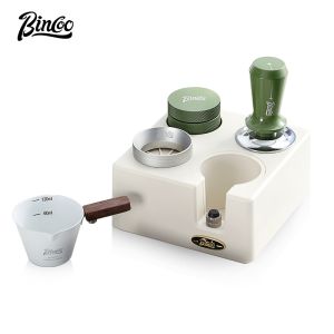 BINCOO Coffee Powder Dispenser Elastic Powder Press Set Coffee Tamper Square Powder Press Base Italian Utensil Storage 51/58MM