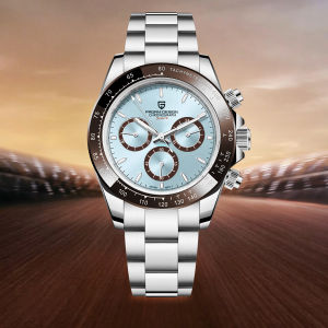 PAGANI DESIGN 2026 New Ice blue Luxury Quartz Watch Men Sports Chronograph Automatic Date Stainless steel Waterproof Wrist watch