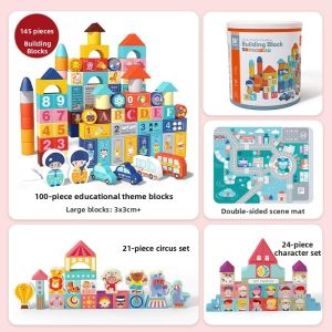 MWZ | Large Colorful Alphabet Educational Wooden Building Blocks for 1-year-old Girls