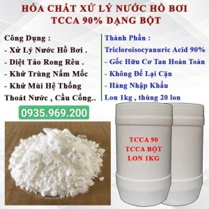TCCA bột Clo 90 Diệt Tảo Rong Rêu Hồ Bơi  Khử Trùng Nước Sinh Hoạt Nhà Cửa .Lon 1kg