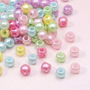 30Pcs 8x6mm Colorful 4-Hole Beads Acrylic Loose Spacer Beads for DIY Bracelet Necklace Phone Chain Jewelry Making Materials
