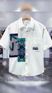Kelas Tinggi Lengan Panjang Kemeja Pria Korea Gaya Modis Desain Timbul T-shirt Spring ins Jaket Baru
