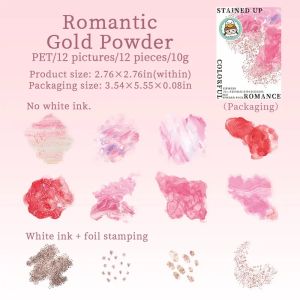 12 piece set of stationery dark dyed scrapbook romantic watercolor gold foil stickers rainbow mood