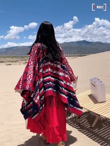 Khăn Áo Choàng Len Dạ Boho Họa Tiết Thổ Cẩm Dày Ấm (Nhiều Mẫu)