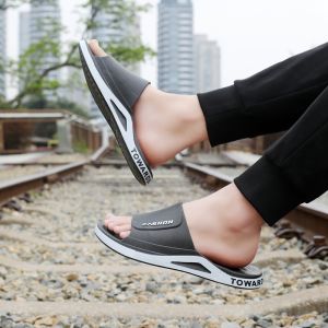 Casual Mens Slip-On Sandals Trendy One-Strap Outdoor Wear Thick Bottom Slippers Daily Use Home Sport Anti-Slip PVC Bottom