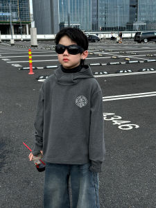 เสื้อคลุมกันหนาวเด็กชาย ขนแกะสองด้าน เสื้อชั้นในแบบมีฮู้ด อบอุ่น เสื้อผ้าเด็ก ฤดูหนาว แฟชั่น เสื้อผ้าเด็ก แขนยาว ปกติ