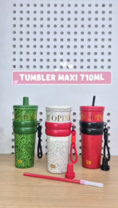 Tumbler Mug Stainless Steel 710ml With Straw Lid / Gelas Minum Sedotan / Hot & Cold Mug Maxi