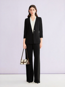 Stylish Business Casual Color Block V-Neck Triacetate Blend Suit Jacket