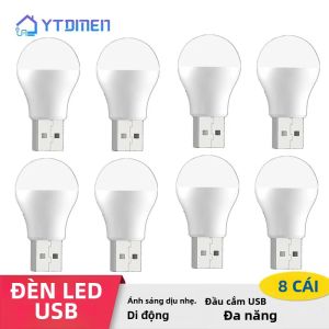 8 Chiếc USB Cắm Đèn Máy Tính Di Động Sạc Nguồn Cuốn Sách Nhỏ Đèn LED Bảo Vệ Mắt Đọc Sách Tròn Ánh Sáng Ban Đêm ánh Sáng