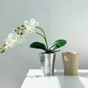 Modern Minimalist Silver Ceramic Flower Pots Small Size Metal Green Plant Fern Succulent Garden Decorative Planters Hygge Style