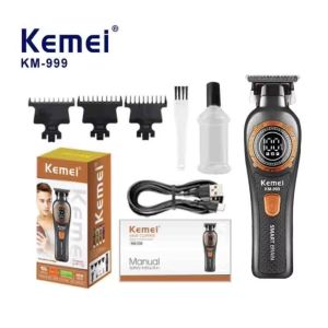 Kemei KM-999 chuyên nghiệp DLC t-blade Zero gapped tóc Clipper có thể sạc được không dây USB Tông đơ cắt tóc cho nam Màn hình LED hoàn thiện máy
