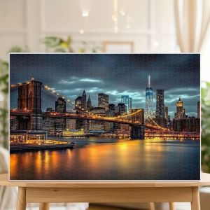 Jigsaw Puzzle for Adults 500/1000/1200/2000PCS NYC Brooklyn Bridge Night Scenery DIY Craft Home Wall Decoration Gift Idea