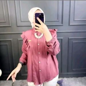 kemeja Inara lady crush  blouse wanita Korean style blouse wanita lengan panjang terbaru 2025