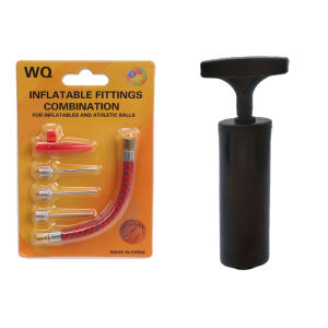Portable Hand Ball Pump Kit with 5 Needles Manual Air Pump for Basketball Football Volleyball - Bendable Hose Inflator