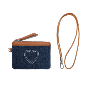 Túi Đựng Thẻ Momogigi Retro Denim Embroidery Dung Tích Lớn Đơn Giản Cho Nữ Túi Đựng Tiền Xu Thời Trang Mùa Thu 2024