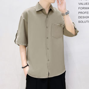 Ice Silk Short Sleeve Shirt Summer American Teenagers Fashion Trendy Loose Trendy Casual Versatile Outerwear Top Clothes