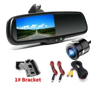 4.3'' Rear View Mirror Monitor&amp18.5mm Backup Camera System-Flush Mount Car Rear Vision Kit with Moving Object Detection Suitable