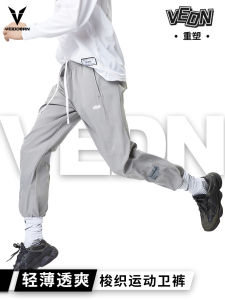 VEIDOORN Mens Casual Thin Training Pants American Style Loose Fit Sports Long Trousers Breathable Polyester Blend Basketball Game Wear