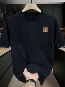 Pure Cotton Short Sleeve T-Shirt Men Summer 2024 New Arrival Fashion Brand Trend Loose Half Sleeve Boys Minimalist Pure Color Clothes