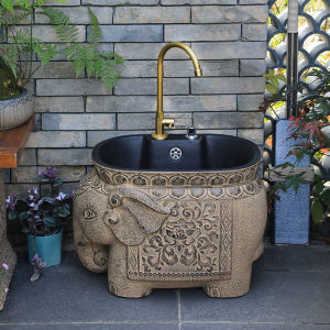 Outdoor Yard Mop Pool Balcony Garden Elephant Mop Sink Courtyard House in Chinese Antique Style Wash Mop Pool Sink