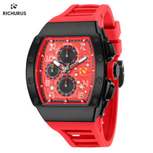 Đồng Hồ Thể Thao Nam Sang Trọng Silicon Chronograph Thạch Anh Dạ Quang Quân Đội 3ATM Đồng Hồ Chống Nước Ngày Thương Hiệu Hàng Đầu RICHURUS