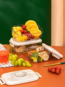 Deli Glass Vacuum Sealed Food Container Handheld Breakfast Bento Box Microwave Safe Fruit Box ness Preservation Home Use