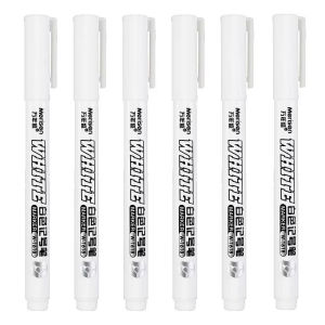 1/2/3/4/5/6Pcs White Marker Pens 1.5mm Oily Waterproof White DIY Graffiti Sketching Markers Stationery Wrting School Supplies