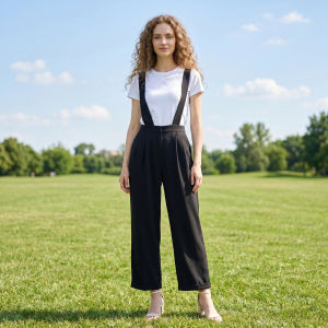 Versatile Cuff Hem Solid Color Jumpsuit Pants